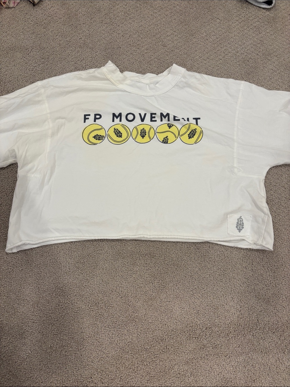 Free People Kids White Graphic Crop Tee with Yellow Accents